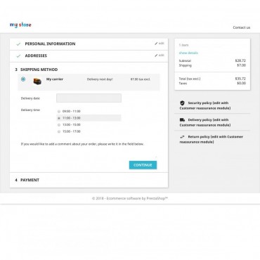 ماژول پرستاشاپی تعیین زمان و روز تحویل سفارش توسط مشتریان