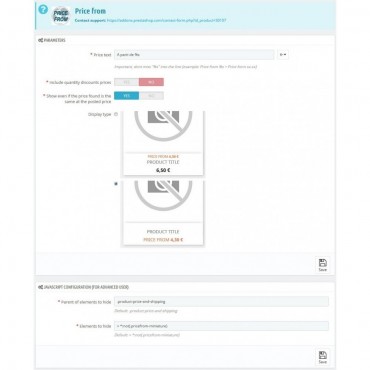 ماژول شروع قیمت پایه محصولات پرستاشاپ
