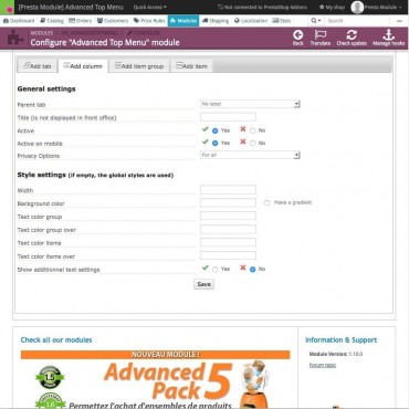 ماژول ایجاد و ساخت مگا منوی پیشرفته و ریسپانسیو پرستاشاپ