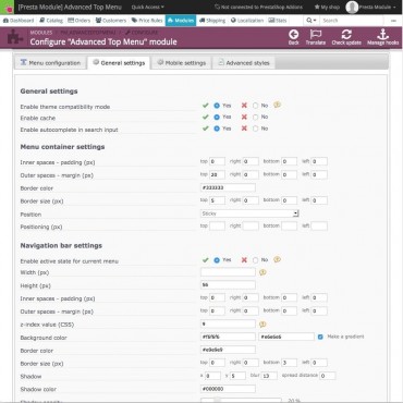 ماژول ایجاد و ساخت مگا منوی پیشرفته و ریسپانسیو پرستاشاپ