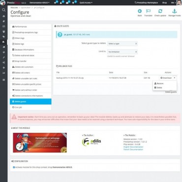ماژول افزایش سرعت، پاکسازی اطلاعات اضافی و بهینه سازی فروشگاه پرستاشاپی