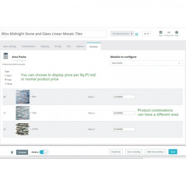 ماژول فروش و محاسبه محصولات مبتنی بر مساحت پرستاشاپ