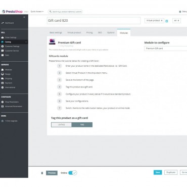 ماژول ایجاد گیفت کارت و کارت هدیه پرستاشاپ