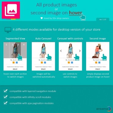 ماژول نمایش تمام تصاویر یا تصویر دوم محصول در حالت شناور