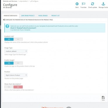 ماژول نمایش برندها در مشخصات محصول پرستاشاپ