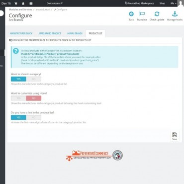 ماژول نمایش برندها در مشخصات محصول پرستاشاپ