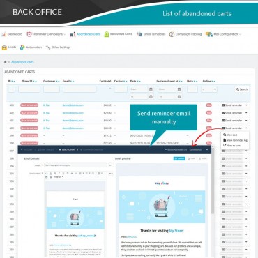 ماژول یادآوری سبدهای خرید رها شده با امکان ارسال ایمیل خودکار