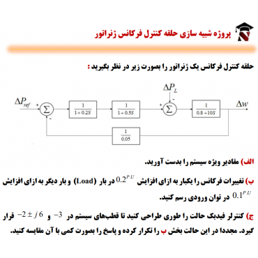 پروژه شبیه سازی حلقه کنترل فرکانس ژنراتور