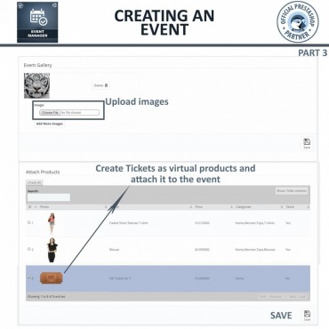 ماژول مدیریت و ایجاد رویداد و فروش بلیط آنلاین پرستاشاپ