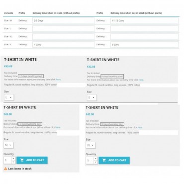 ماژول زمان تحویل ترکیبات یک محصول پرستاشاپ