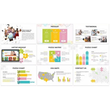 دانلود قالب پاورپوینت دانش آموزی + گوگل اسلاید Puzzle – Education Google Slides Template