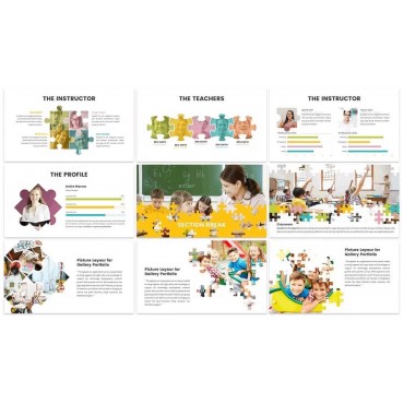 دانلود قالب پاورپوینت دانش آموزی + گوگل اسلاید Puzzle – Education Google Slides Template
