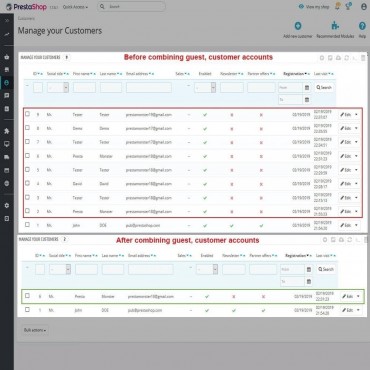 ماژول ترکیب حسابهای مهمان پرستاشاپ