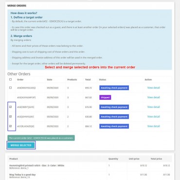 ماژول ترکیب سفارشات پرستاشاپ