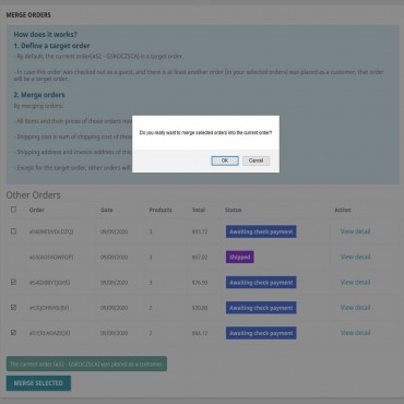 ماژول ترکیب سفارشات پرستاشاپ