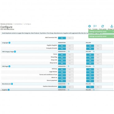 ماژول سئو پرستاشاپ - نوایندکس و فالو