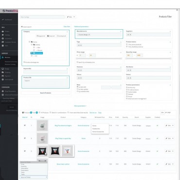 ماژول فیلتر محصول پرستاشاپ پیشرفته + ویرایش انبوه