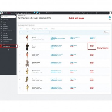 ماژول دسته بندی ویژگیها در پرستاشاپ