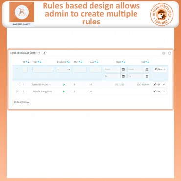 ماژول قوانین حداکثر و حداقل تعداد خرید در پرستاشاپ