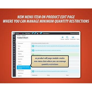 ماژول حداقل تعداد خرید از یک محصول در پرستاشاپ
