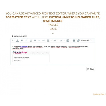 یادداشت‌های پیشرفته پرستاشاپ برای سفارشات، محصولات و مشتریان