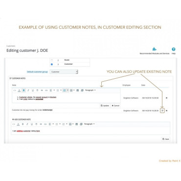 یادداشت‌های پیشرفته پرستاشاپ برای سفارشات، محصولات و مشتریان