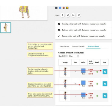 ماژول مشاهده جدولی ترکیبات محصول در پرستاشاپ