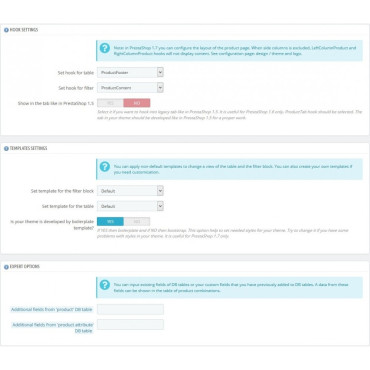 ماژول مشاهده جدولی ترکیبات محصول در پرستاشاپ