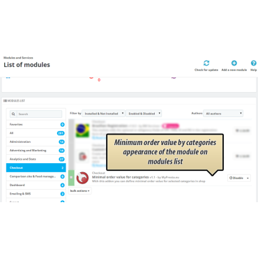 ماژول حداقل سفارش بر اساس دسته‌بندی در پرستاشاپ