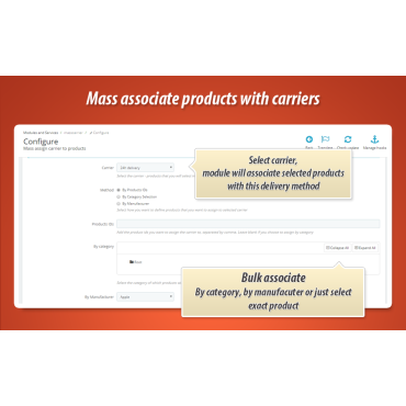 ماژول تخصیص حامل در پرستاشاپ به محصولات به صورت انبوه