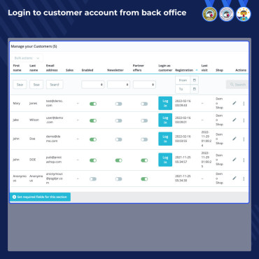 ماژول ورود به پنل کاربری مشتری از مدیریت در پرستاشاپ