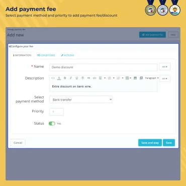 ماژول پرداخت هزینه اضافی / تخفیف وبکول