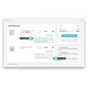 ماژول درج چند آدرس تحویل یا چند حاملی سبد خرید پرستاشاپ