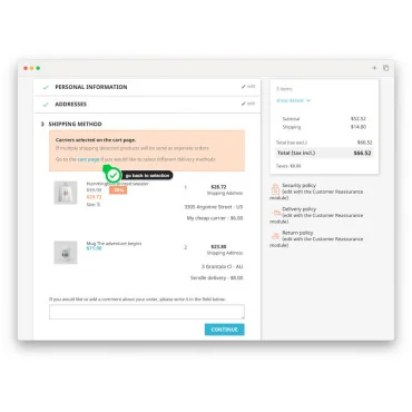 ماژول درج چند آدرس تحویل یا چند حاملی سبد خرید پرستاشاپ