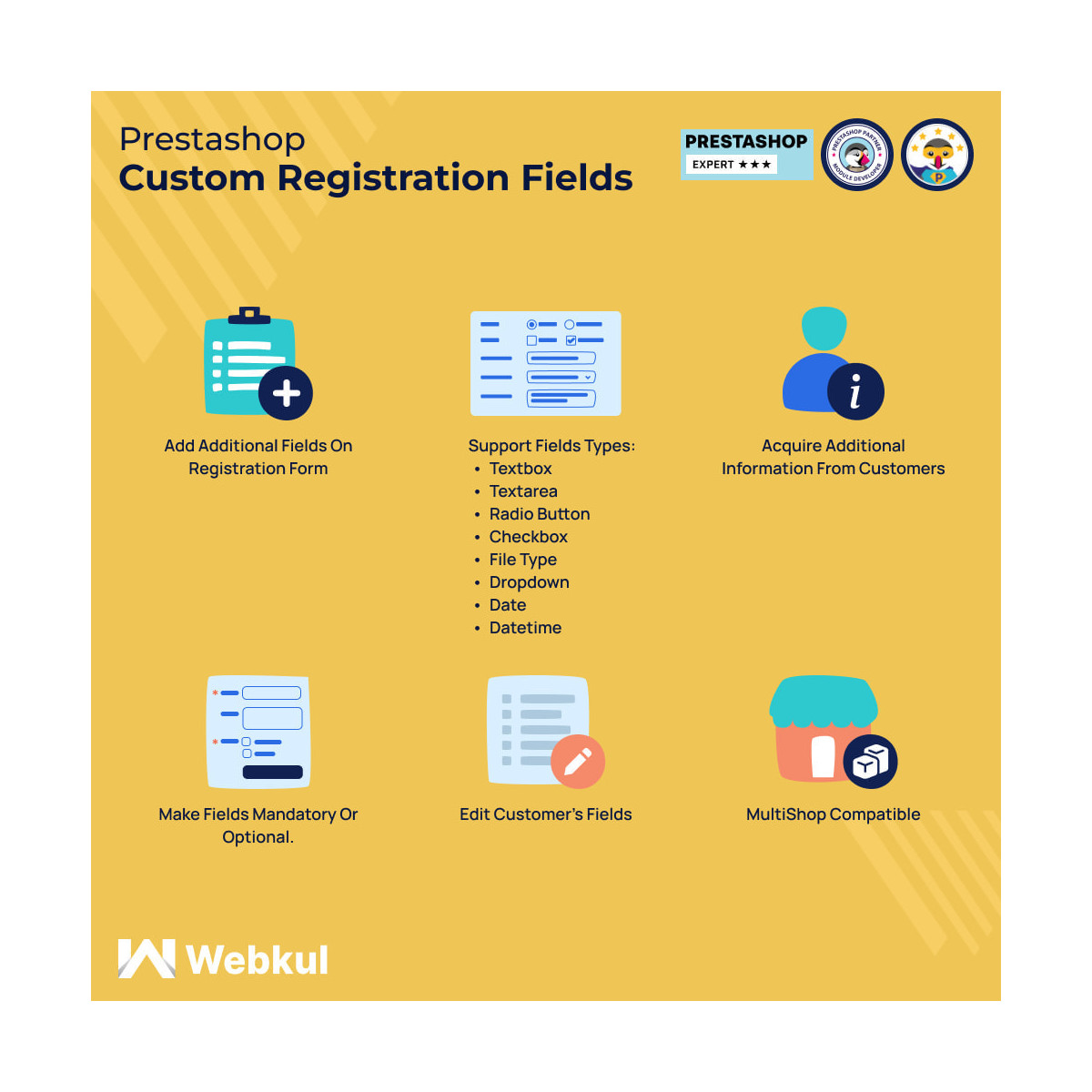ماژول فیلد سفارشی ثبت نام پرستاشاپ Custom Registration Fields