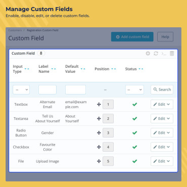 ماژول فیلد سفارشی ثبت نام پرستاشاپ Custom Registration Fields
