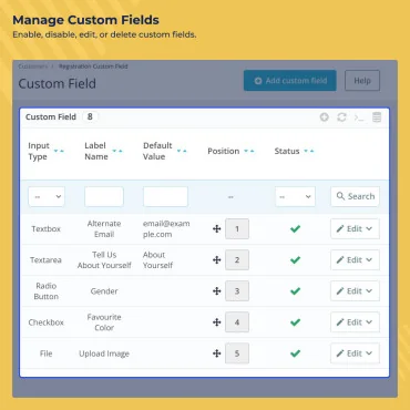 ماژول فیلد سفارشی ثبت نام پرستاشاپ Custom Registration Fields