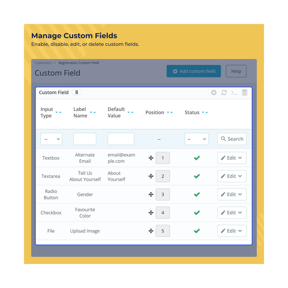 ماژول فیلد سفارشی ثبت نام پرستاشاپ Custom Registration Fields