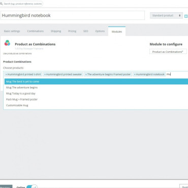 ماژول محصولات به‌ عنوان ترکیب‌ مجازی پرستاشاپ – اتصال محصولات به هم