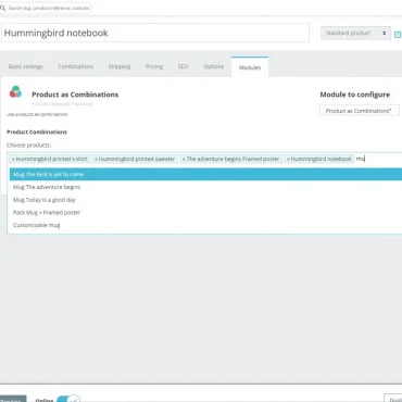 ماژول محصولات به‌ عنوان ترکیب‌ مجازی پرستاشاپ – اتصال محصولات به هم