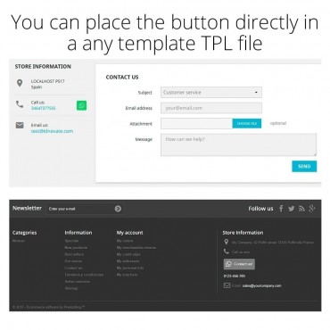 ماژول چت واتسپ پرستاشاپ Whatsapp Prestashop Module