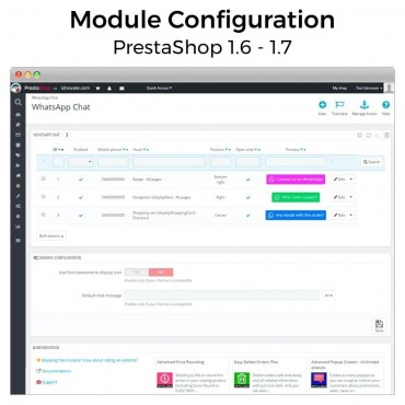 ماژول چت واتسپ پرستاشاپ Whatsapp Prestashop Module