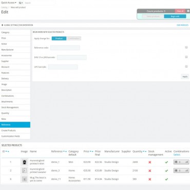 ماژول پرستاشاپی ویرایش انبوه محصولات SeoSa