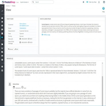 ماژول ثبت تیکت پرستاشاپ - Cetasko سیستم پشتیبانی و ثبت تیکت پرستاشاپ