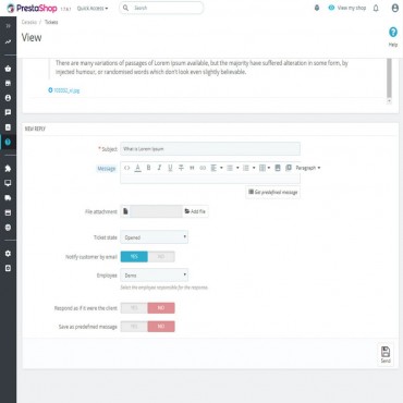 ماژول ثبت تیکت پرستاشاپ - Cetasko سیستم پشتیبانی و ثبت تیکت پرستاشاپ