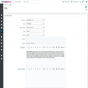 ماژول ثبت تیکت پرستاشاپ - Cetasko سیستم پشتیبانی و ثبت تیکت پرستاشاپ
