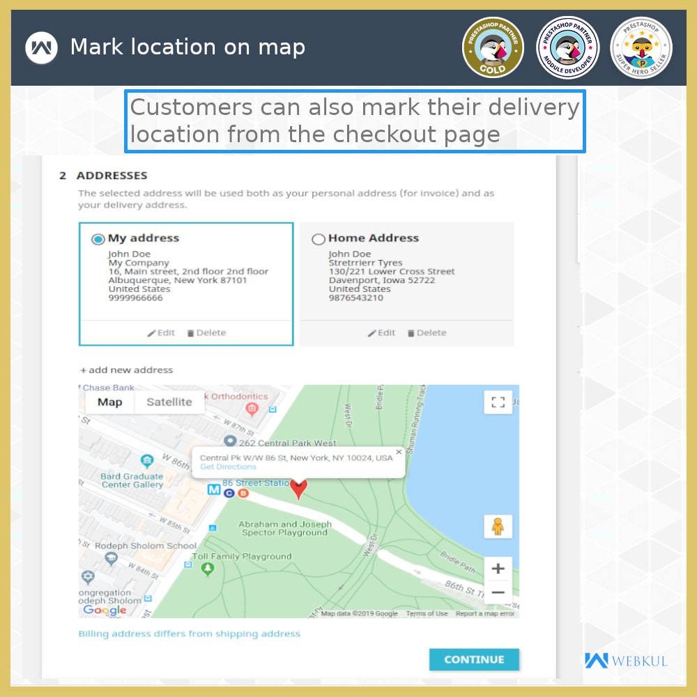 ماژول تعیین مکان تحویل سفارش مشتریان از طریق گوکل مپس